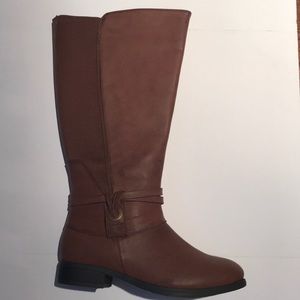 New Cognac Extra Wide Calf Riding Boot 8W